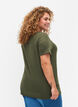 Geribd viscose t-shirt met v-hals, Thyme, Model image number 1