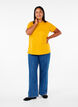 Basic katoenen T-shirt met ronde hals, Geel, Model image number 1