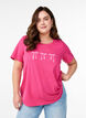 Katoenen T-shirt met motief, Raspberry w. Bows, Model image number 0