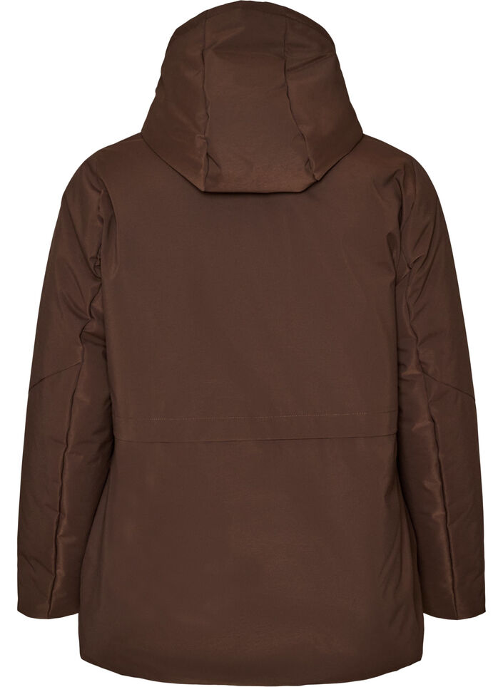 Winterjas met capuchon en verstelbare taille, Bruin, Packshot image number 1