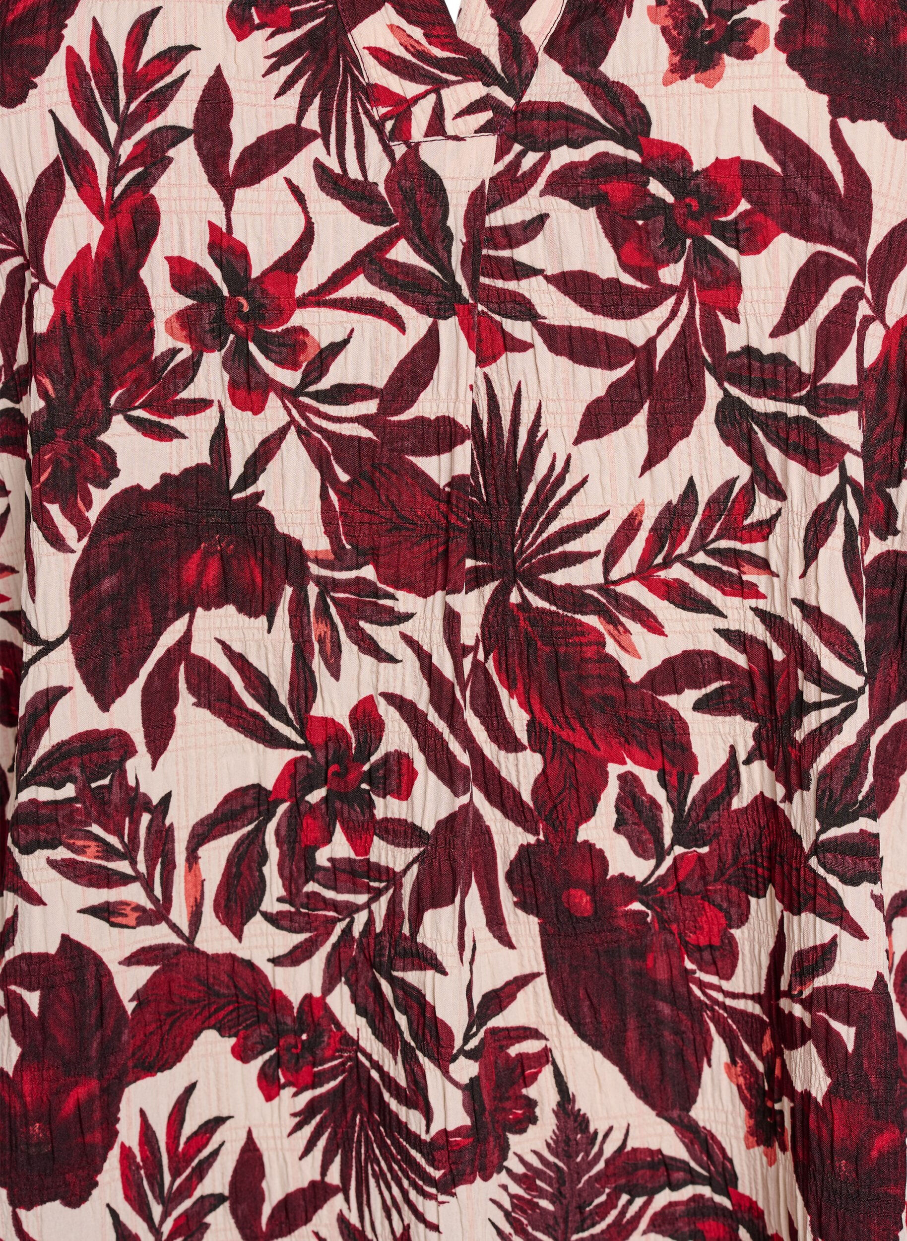 Zizzi Bloemenblouse met korte mouwen, Rood, Packshot image number 2