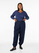 Jersey blouse met V-hals en lange mouwen, Blauw, Model image number 1