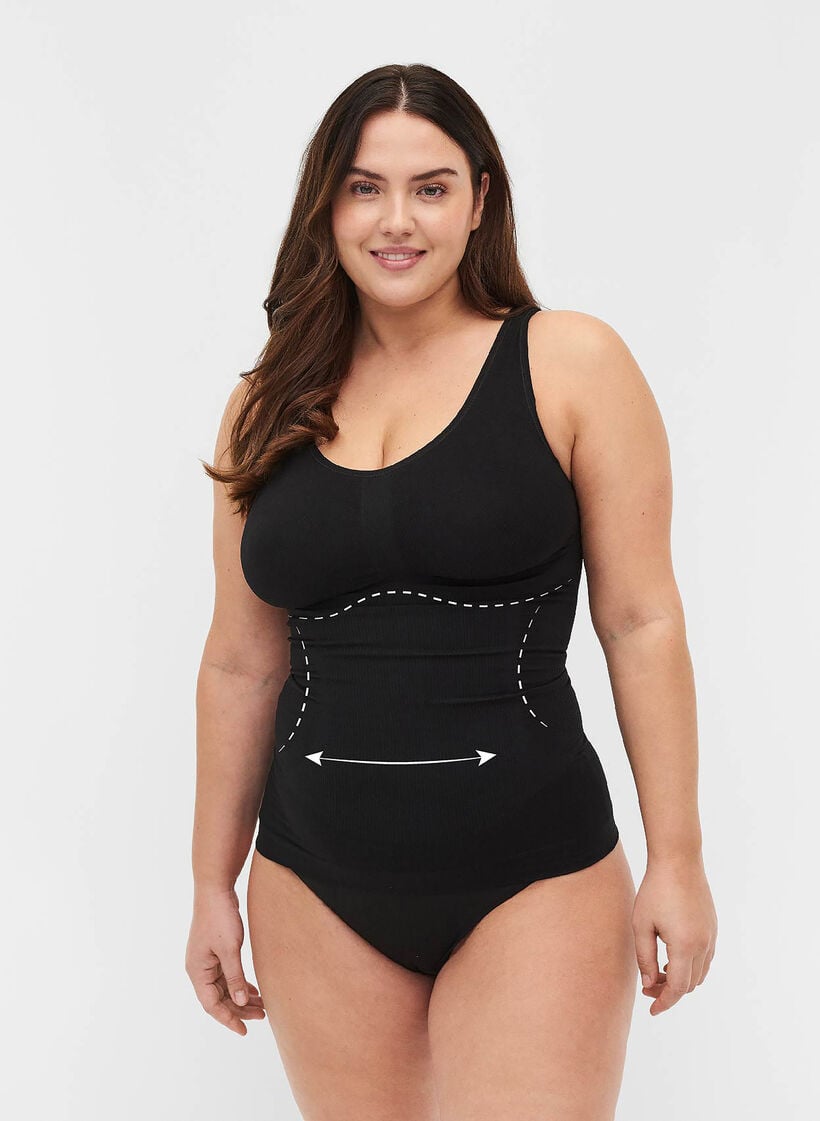 Shapewear top met brede bandjes, Zwart, Model image number 0