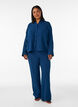 Katoenen mousseline nachthemd met lange mouwen, Blauw, Model image number 1