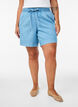 Denim-look shorts met een elastische tailleband en trekkoord, Blauw, Model image number 3