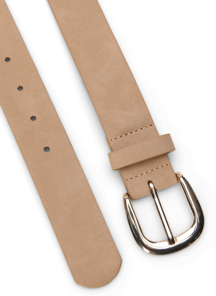 Kunstleren riem met goudkleurige gesp, Beige, Packshot image number 1