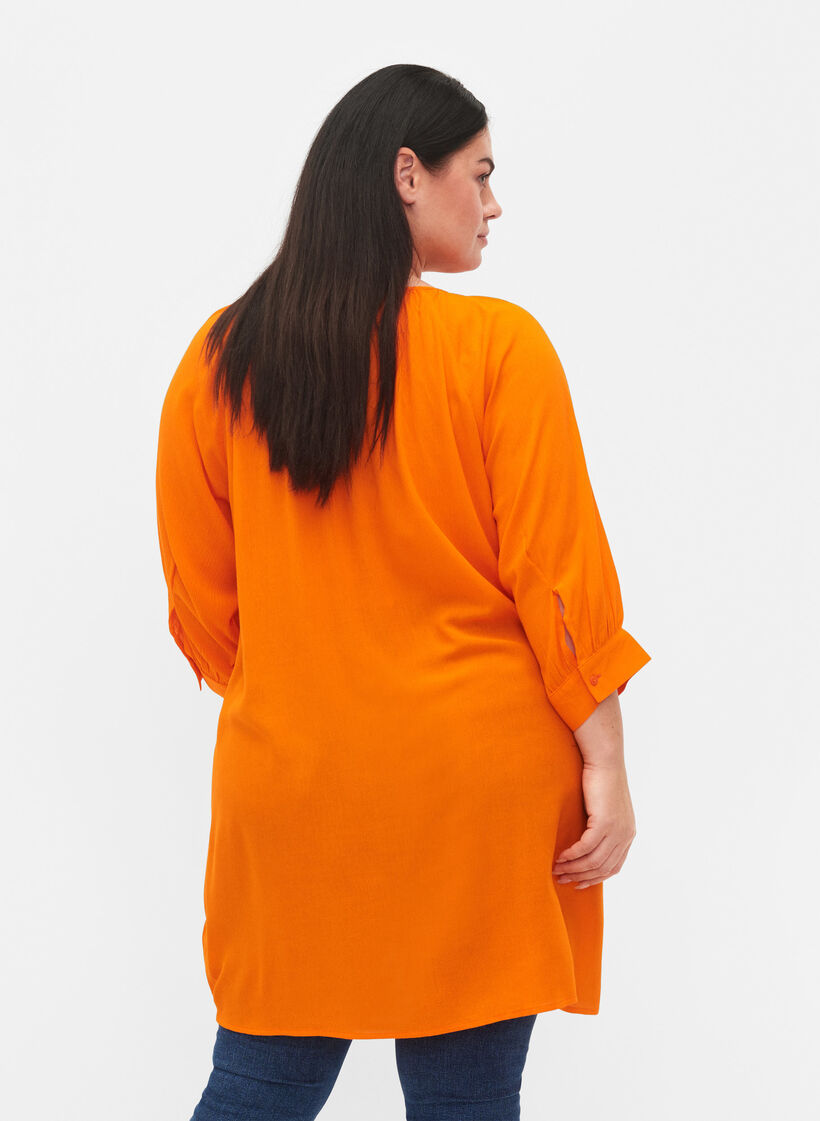 Tuniek van viscose met 3/4-mouwen, Oranje, Model image number 2