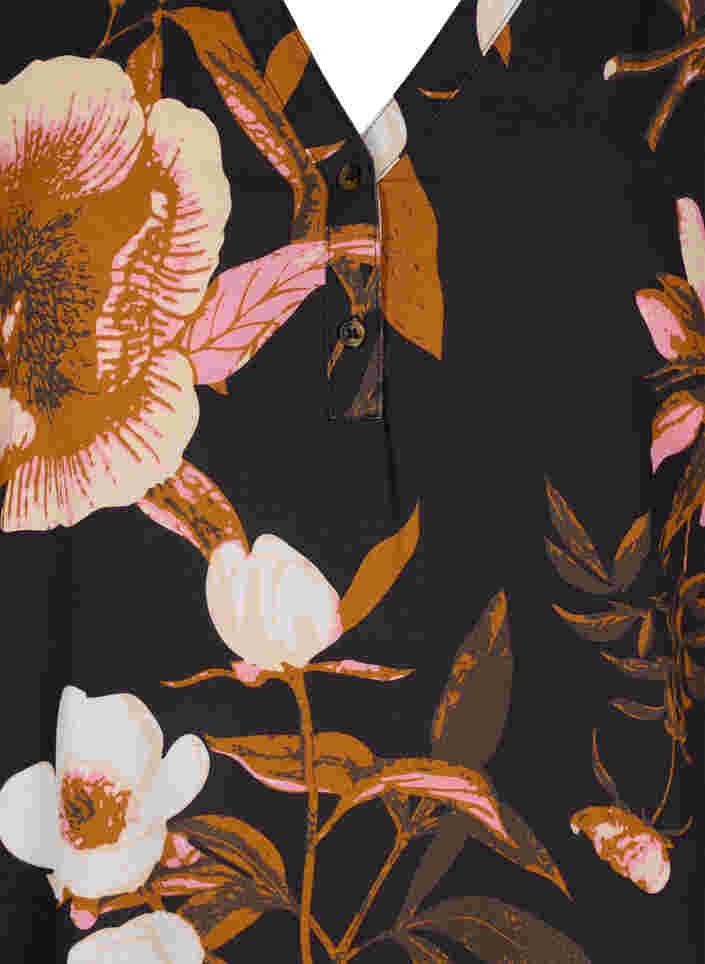 100% viscose blouse met bloemenprint, Black Flower AOP, Packshot image number 2