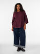 Geribde trui met 3/4 mouwen, Rood, Model image number 1