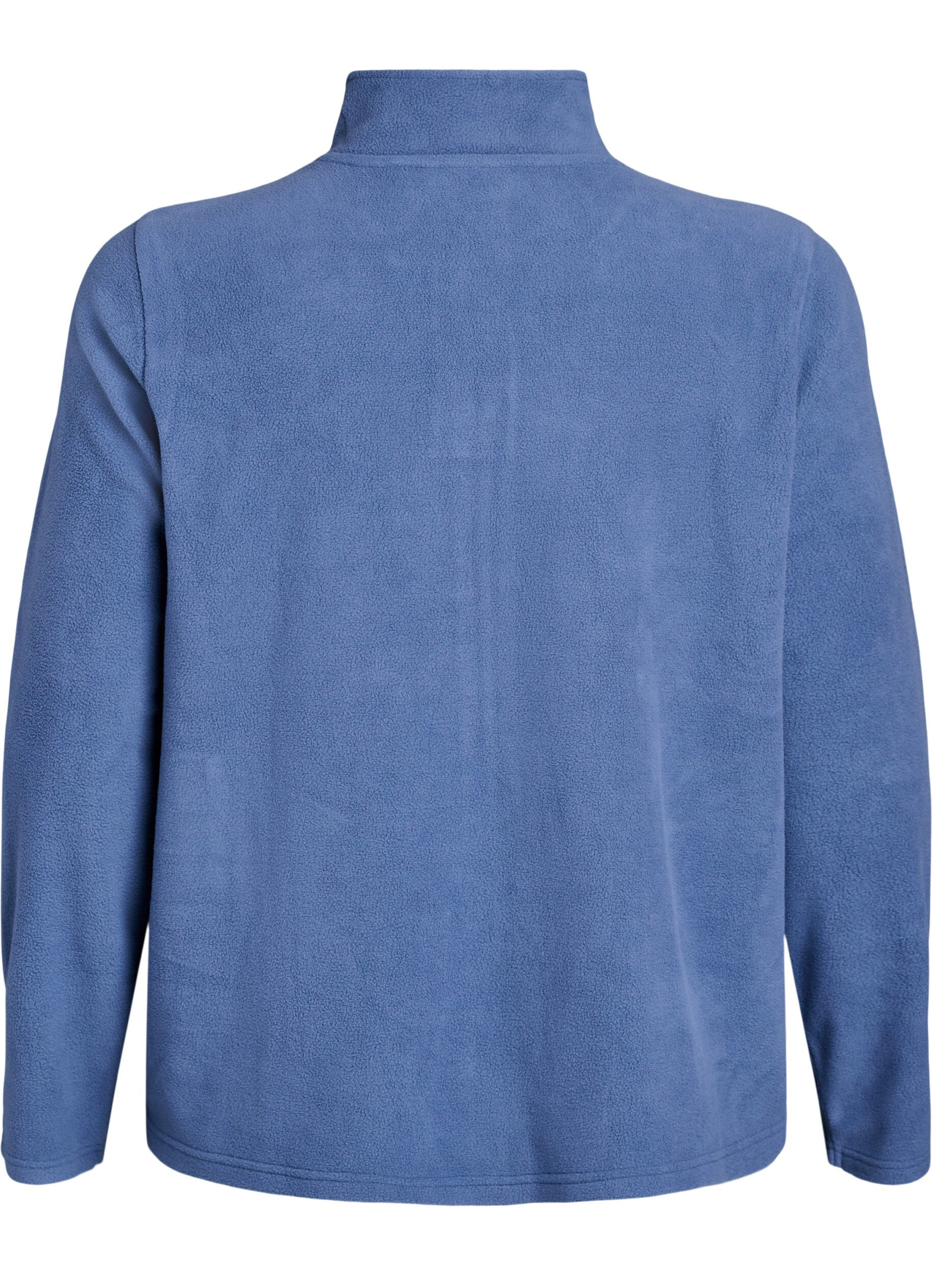 ZizziFleecetop met ritssluiting en hoge kraag, Blauw, Packshot image number 1