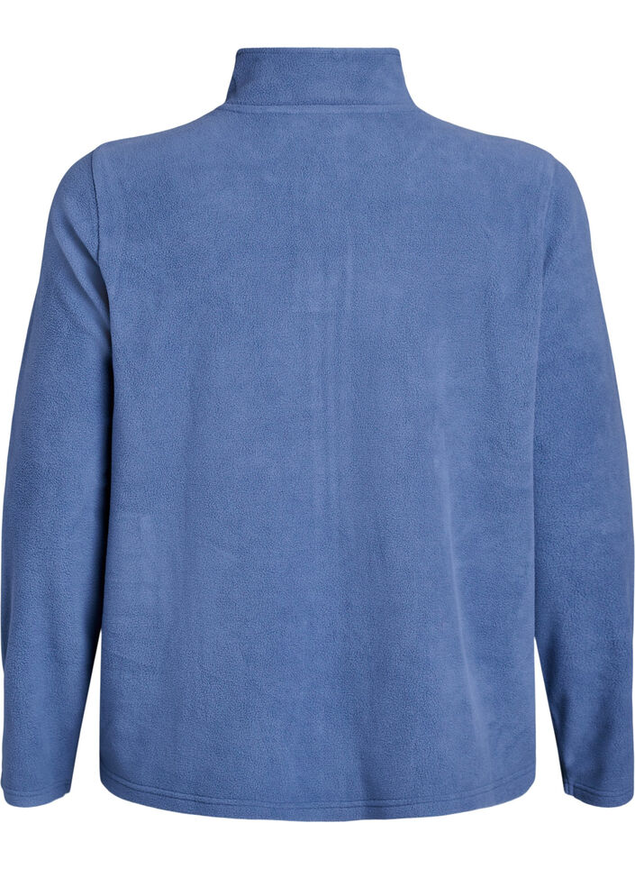 Fleecetop met ritssluiting en hoge kraag, Blauw, Packshot image number 1