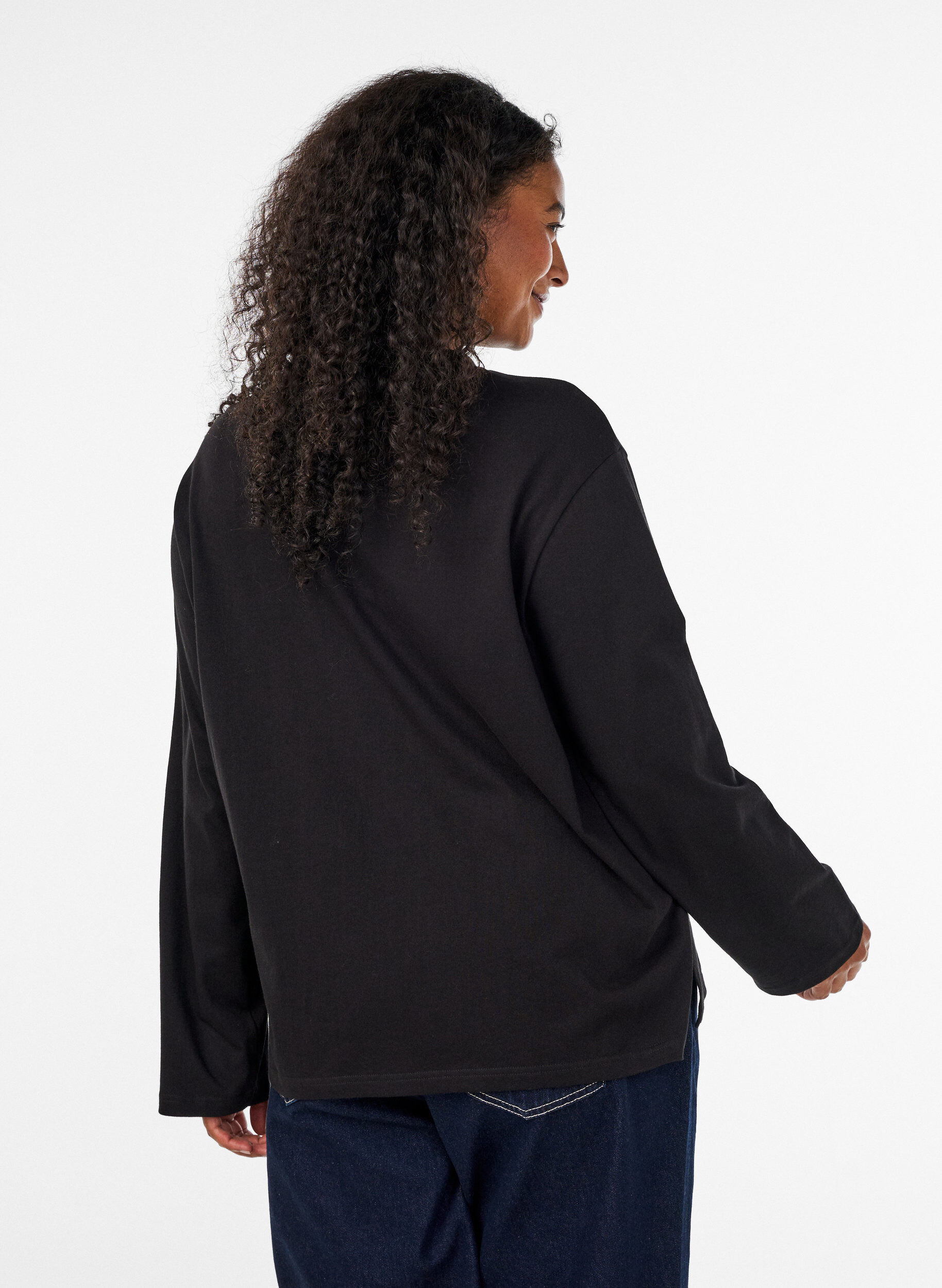 ZizziBasic T-shirt met lange mouwen, Zwart, Model image number 2