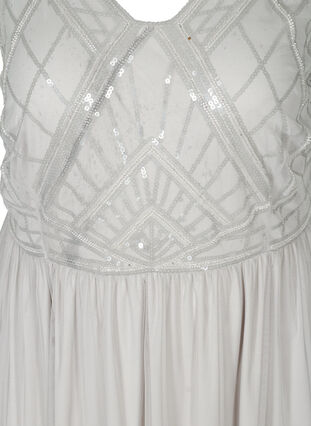 Midi-jurk met pailletten en v-hals, LIGHT GREY, Packshot image number 2