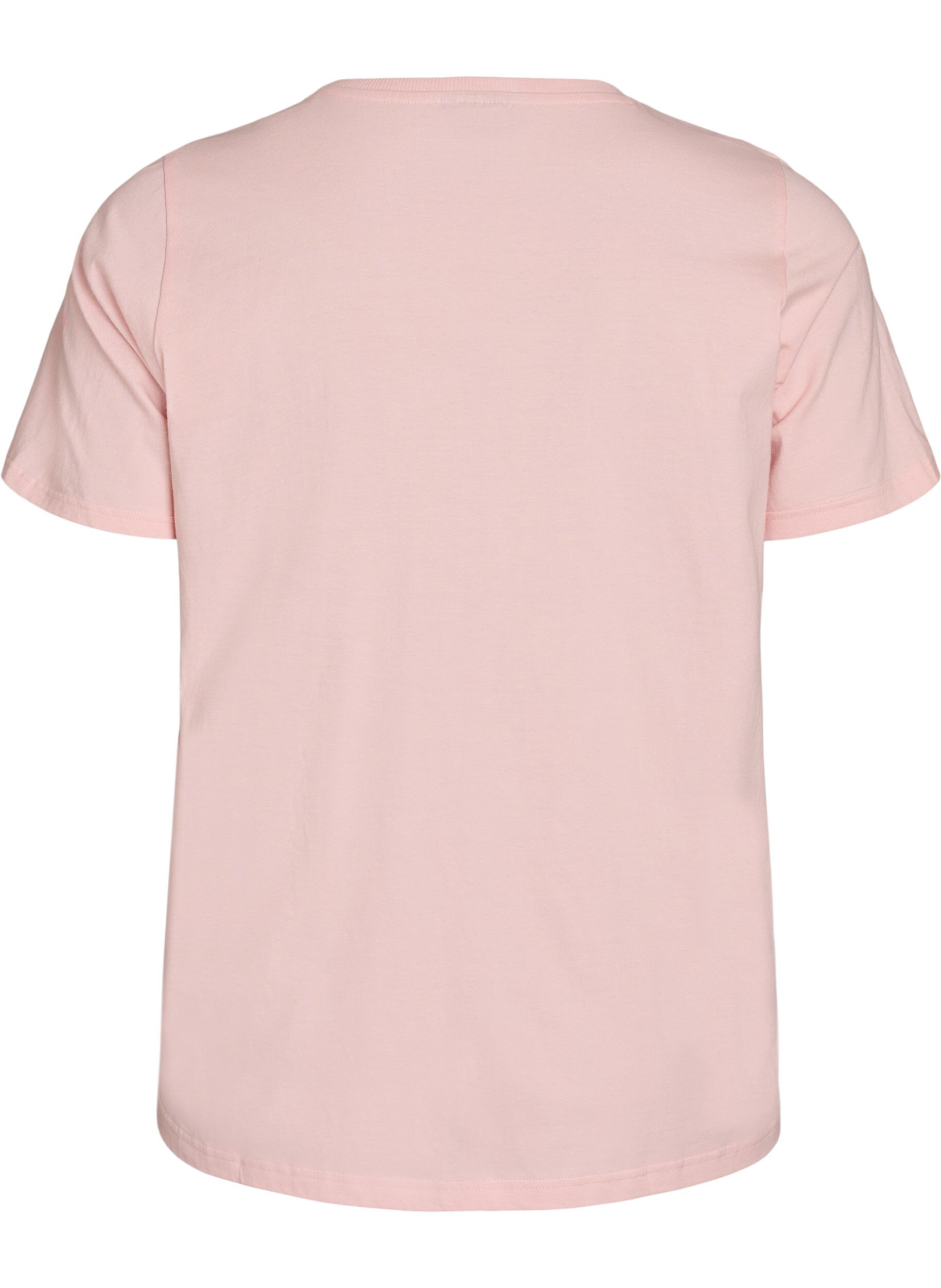 ZizziOrganisch katoenen T-shirt met print aan de voorkant, Roze, Packshot image number 1