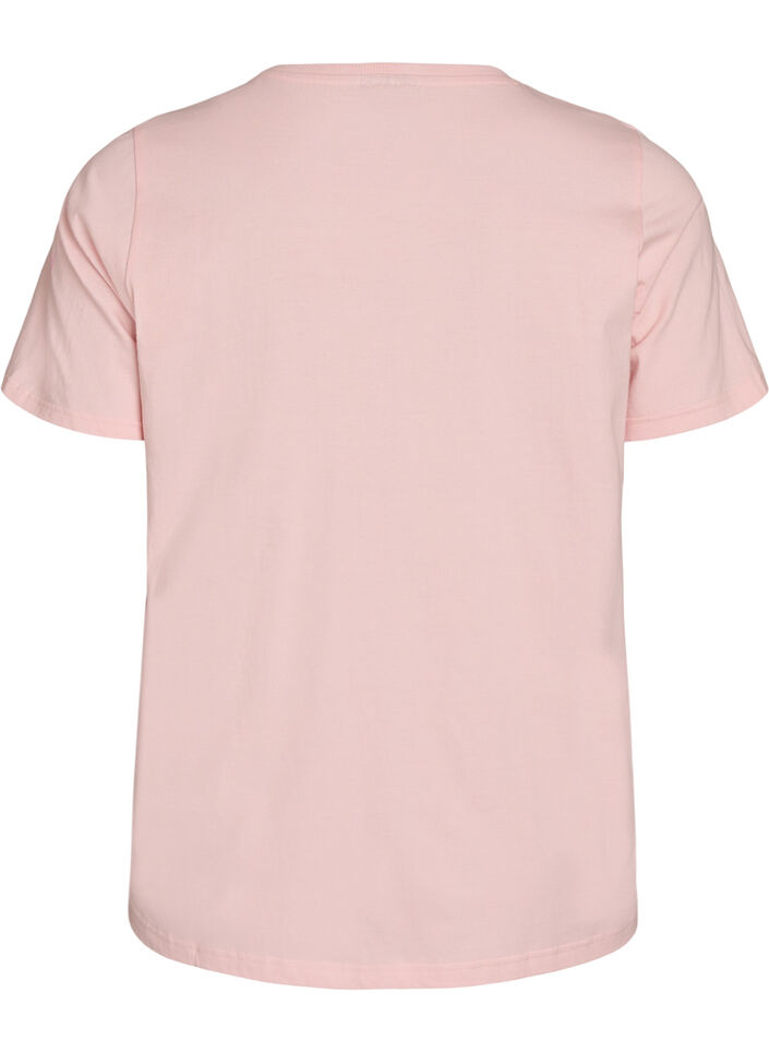 Organisch katoenen T-shirt met print aan de voorkant, Roze, Packshot image number 1