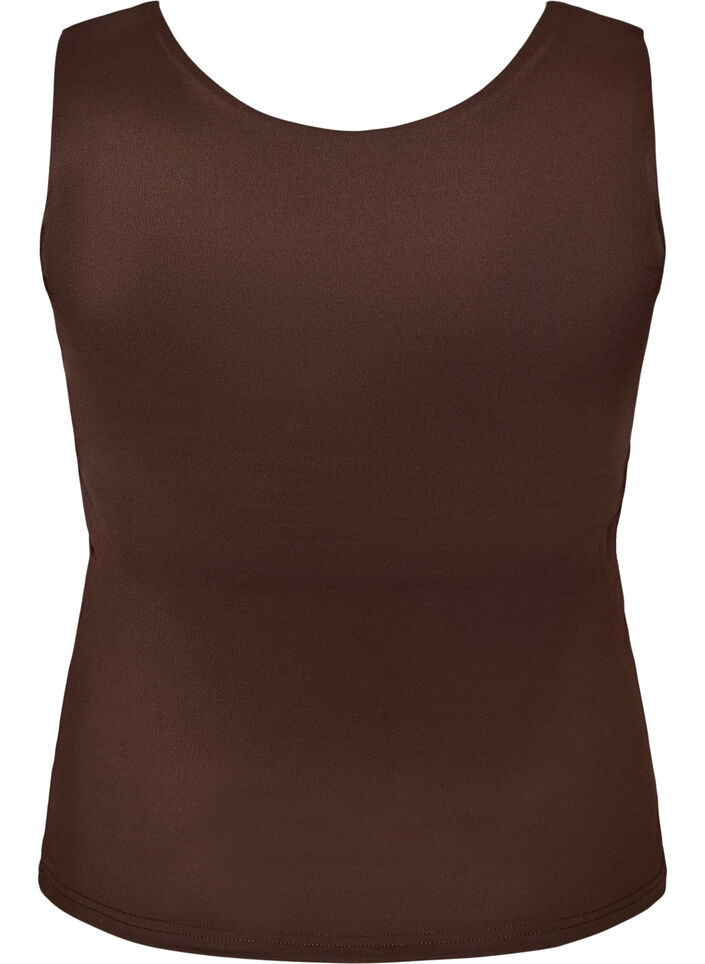 Aansluitende basic top van een gladde stof, Bruin, Packshot image number 1