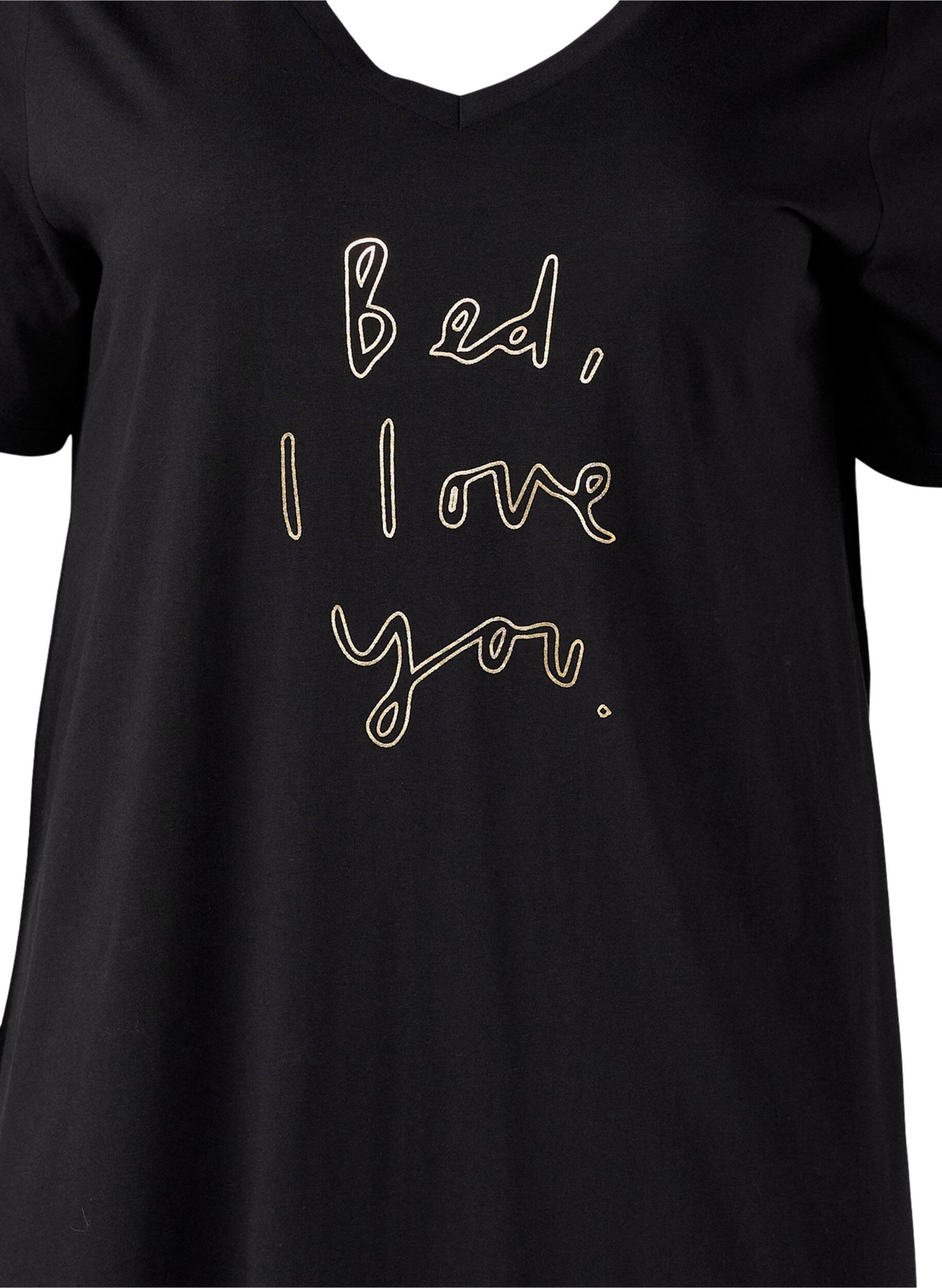 Zizzi Nachtjapon van biologisch katoen met V-hals, , Packshot image number 2