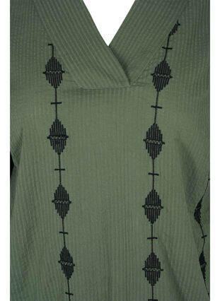 Gedessineerde blouse met v-snit en 3/4 mouwen, Thyme, Packshot image number 2