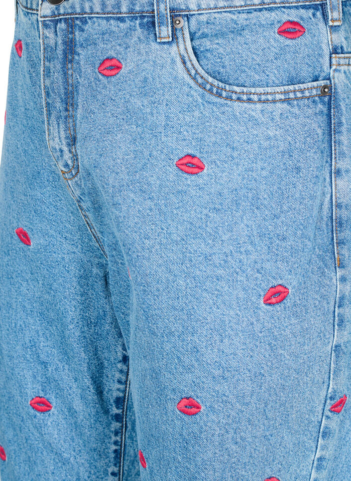 Hoge taille Gemma jeans met lippen, Blauw, Packshot image number 2