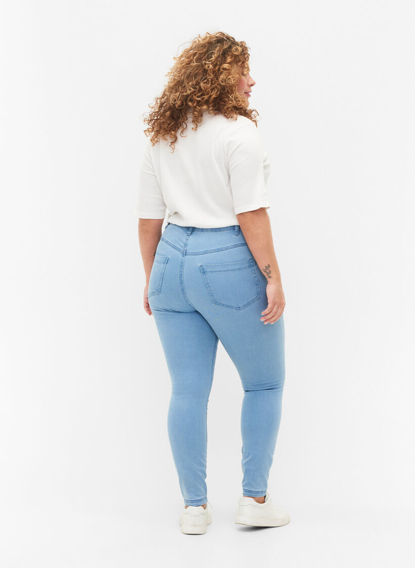 Super slim Amy jeans met hoge taille, Ex Lt Blue, Model image number 1
