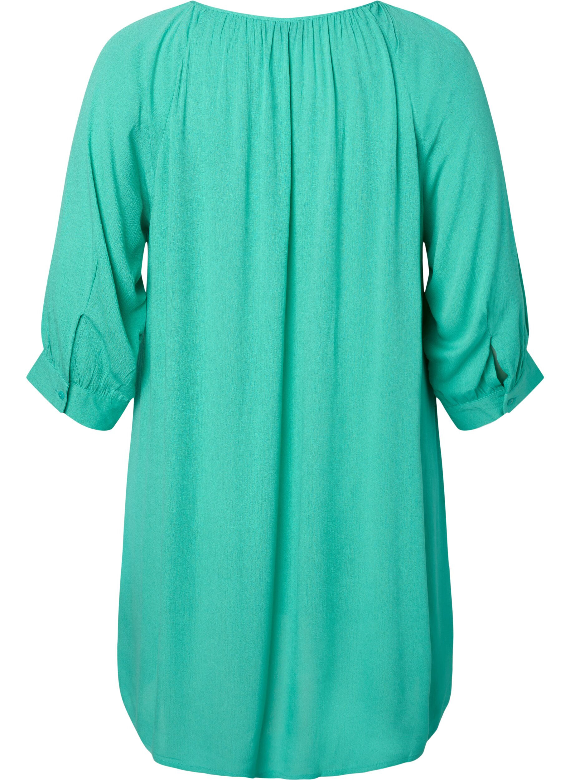 Zizzi Tuniek van viscose met 3/4-mouwen, Turquoise, Packshot image number 1