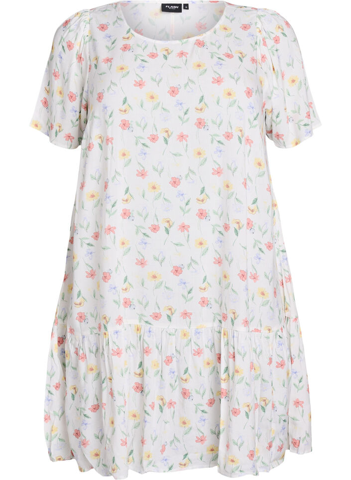 Jurk van viscose met coupenaad, Wit, Packshot image number 0