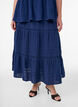 A-line midi skirt in cotton muslin with crochet band, Blauw, Model image number 2