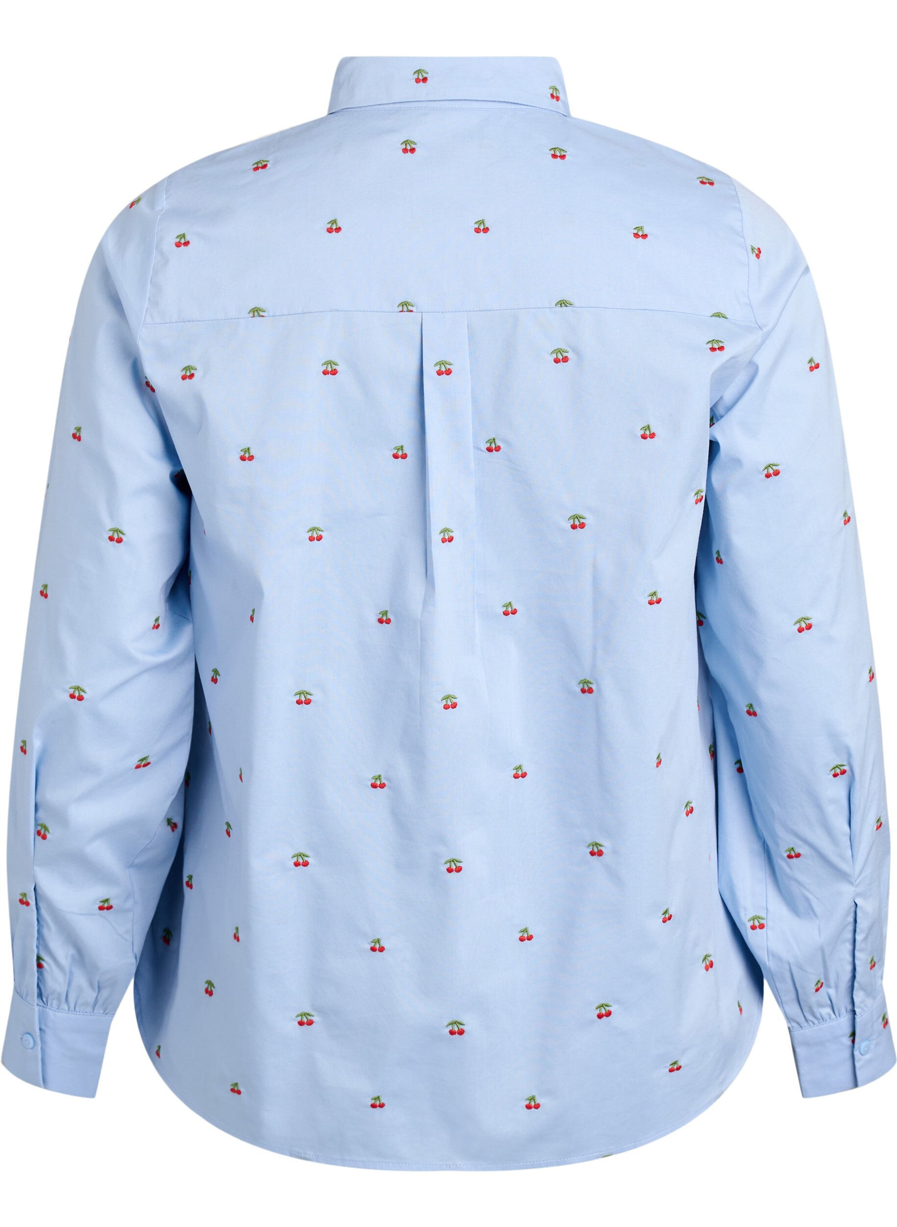 ZizziOverhemdbluse met geborduurde kersjes, Blauw, Packshot image number 1