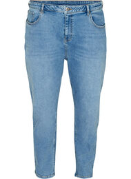Cropped mom fit jeans met hoge taille, Light blue denim