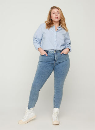 Amy jeans met hoge taille en stone wash, Stone Washed, Model image number 0