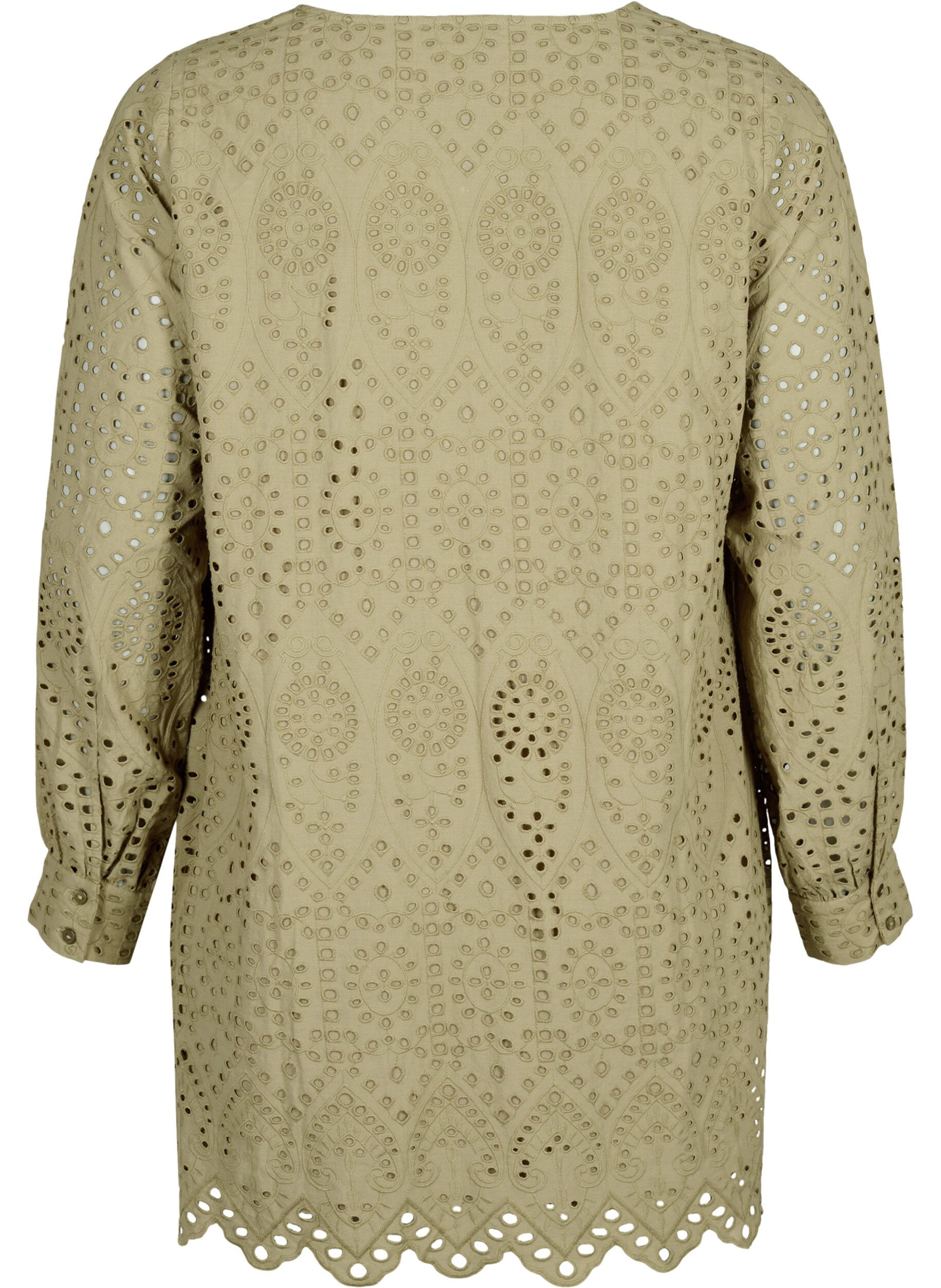 Zizzi Katoenen tuniek met broderie anglaise, Coriander, Packshot image number 1