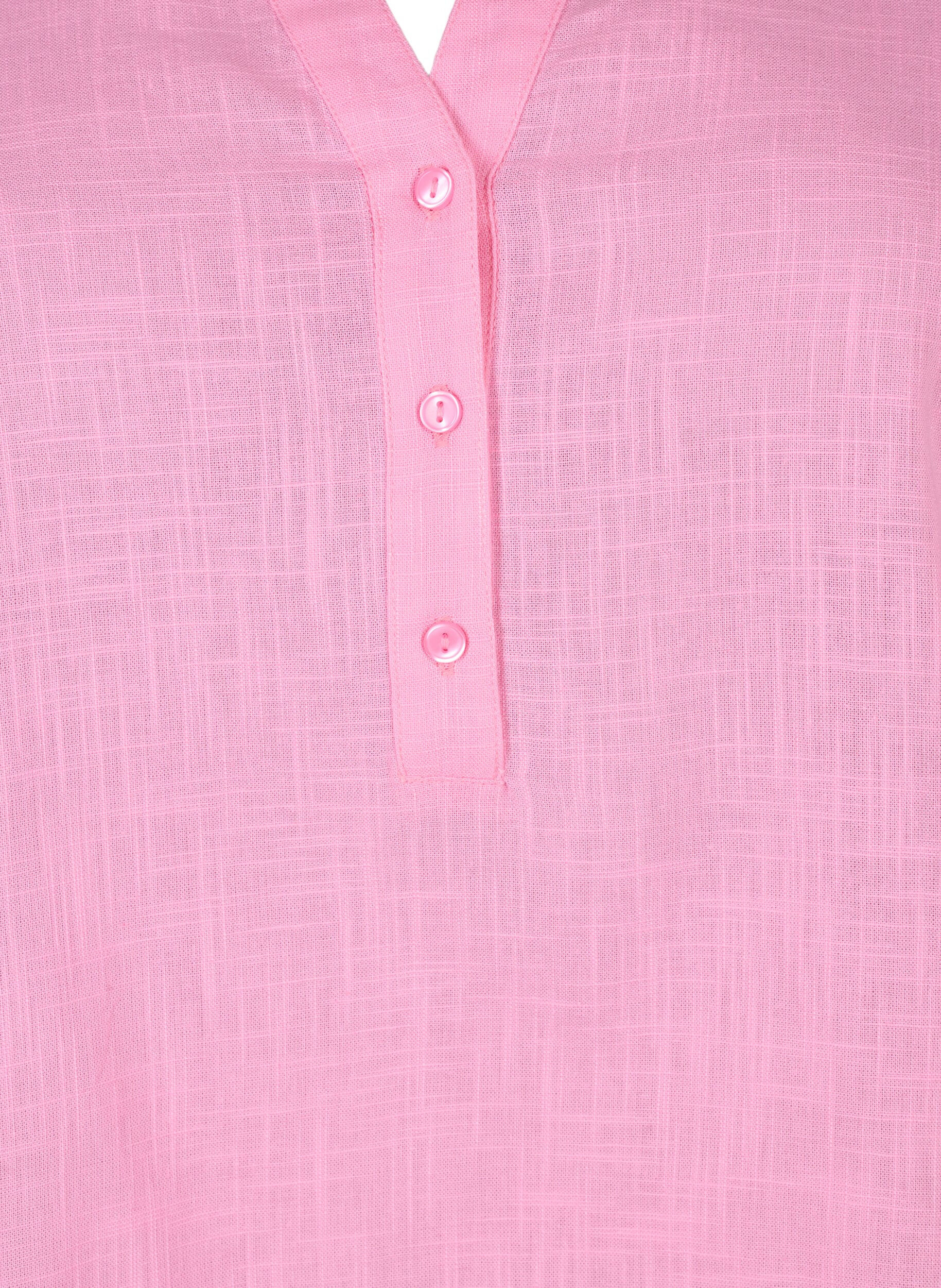 Zizzi Blouse van katoen met v-hals, Rosebloom, Packshot image number 2