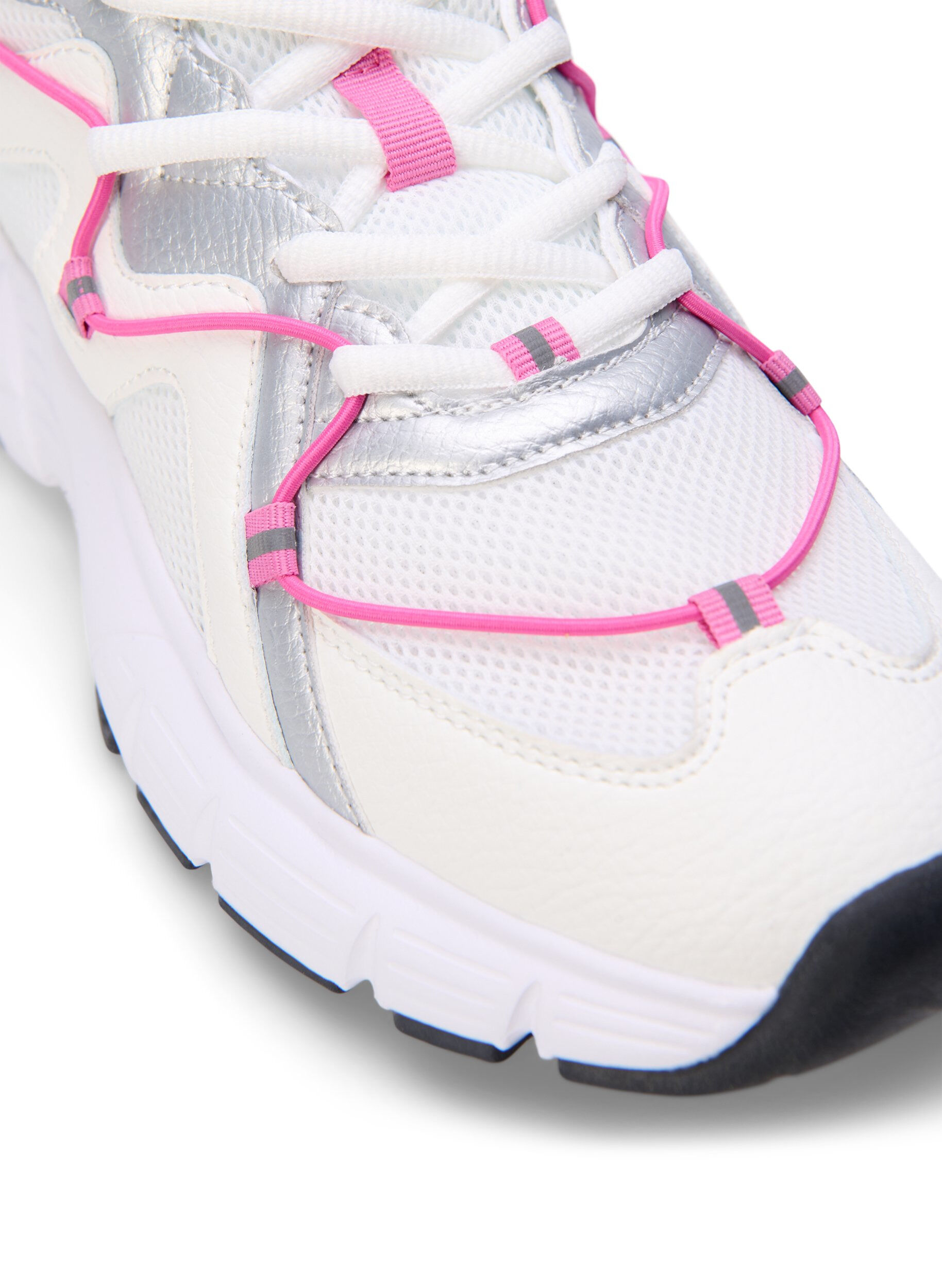Zizzi Sneakers met wijde pasvorm en contrasterend strikdetail, White w. Pink, Packshot image number 3