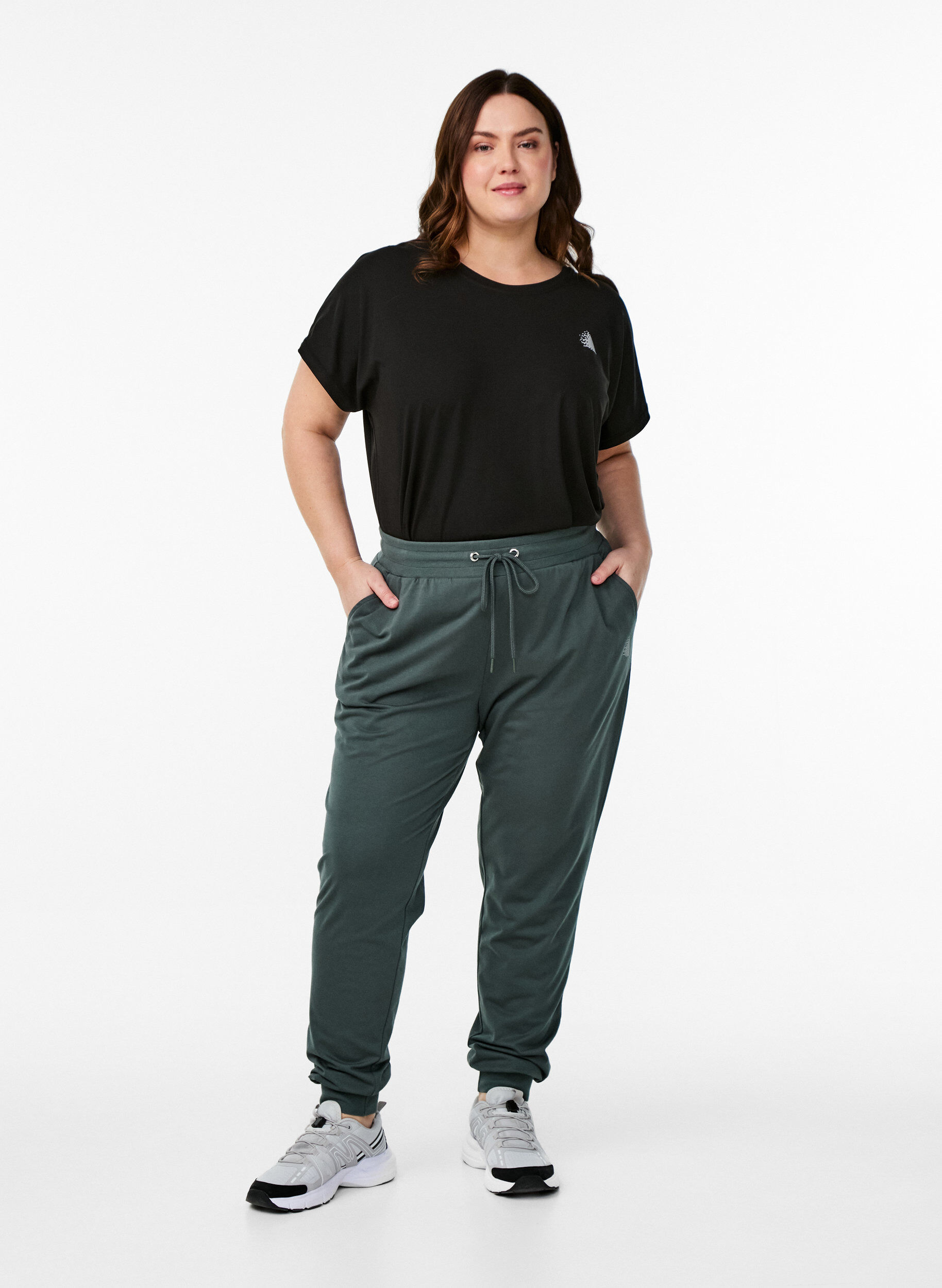 Losse trainingsbroek met zakken, Groen, Model