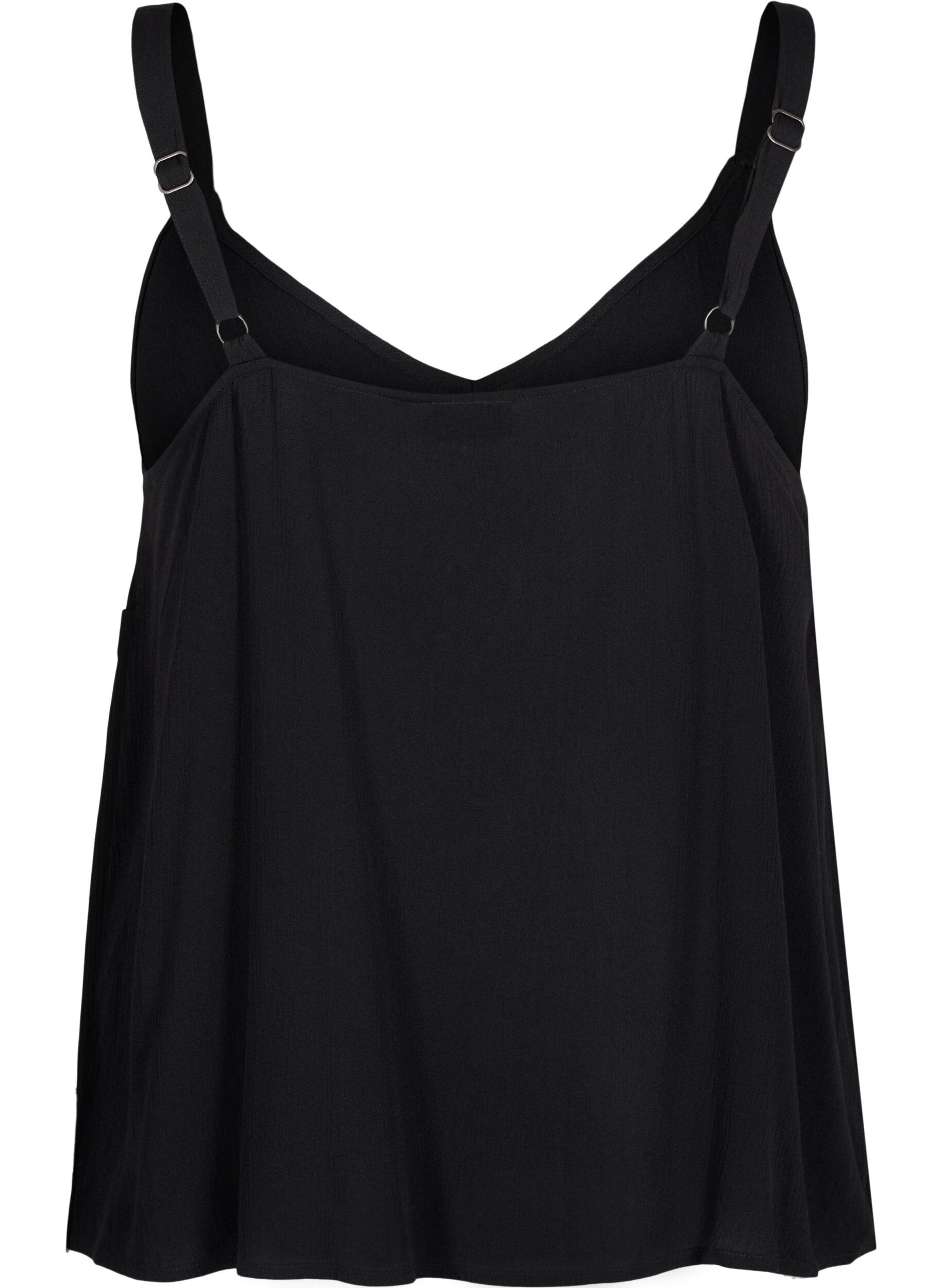 Zizzi Viscose top met smalle bandjes, Black, Packshot image number 1