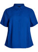 Shirt met korte mouwen in linnen en viscose, Blauw, Packshot image number 0