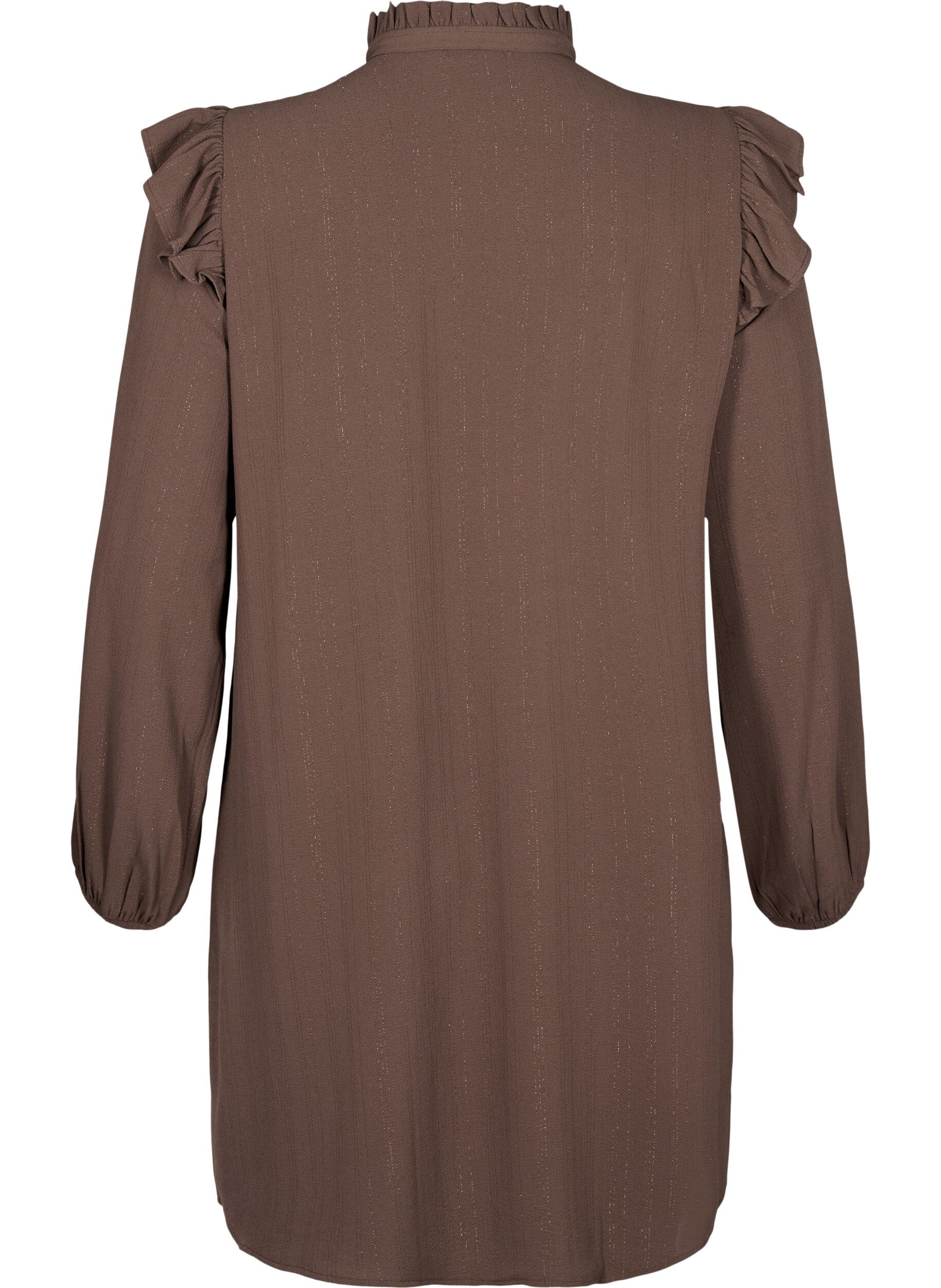 Zizzi Kort jurkje met ruches en glitter, Bruin, Packshot image number 1