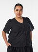Blouse in broderie anglaise met knoopsluiting, Zwart, Model image number 0