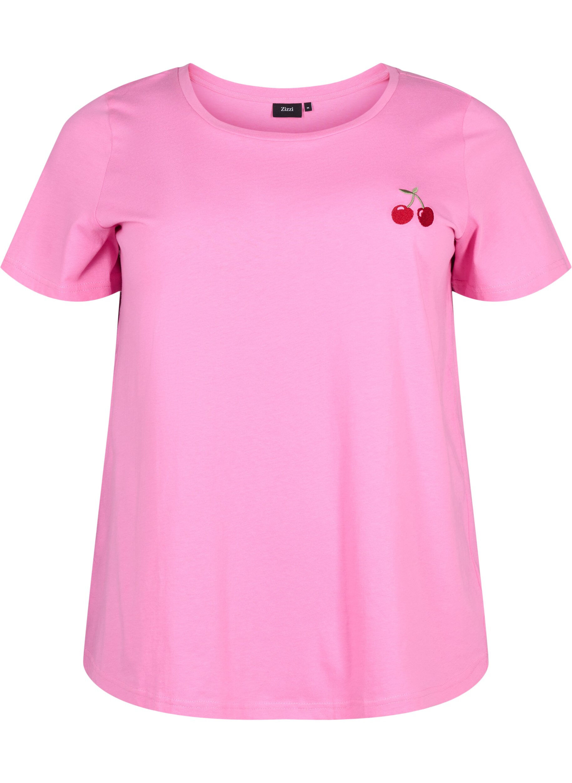 Zizzi Katoenen T-shirt met geborduurde kers, Roseb. W. CherryEMB., Packshot image number 0
