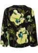 Blouse met bloemenprint, boothals en wijde mouwen, Zwart, Packshot image number 1