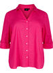 Overhemdblouse met knoopsluiting van katoen-linnenmix, Bright Rose, Packshot image number 0