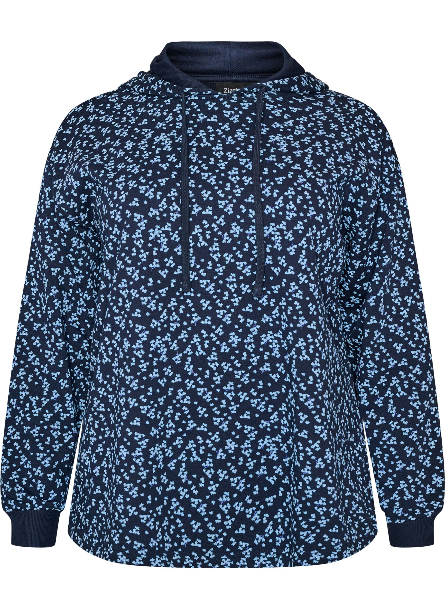 ZizziHoodie met all-overprint, Blauw, Packshot image number 0