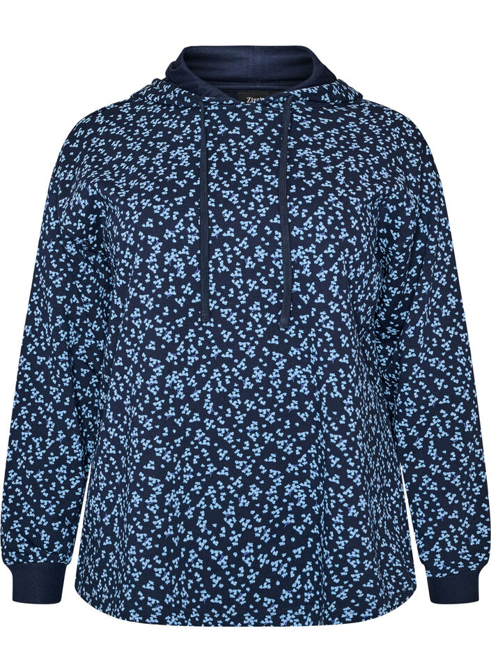 Hoodie met all-overprint, Blauw, Packshot image number 0