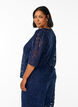 Kanten blouse met 3/4 mouwen en strikjes aan de voorkant, Blauw, Model image number 2