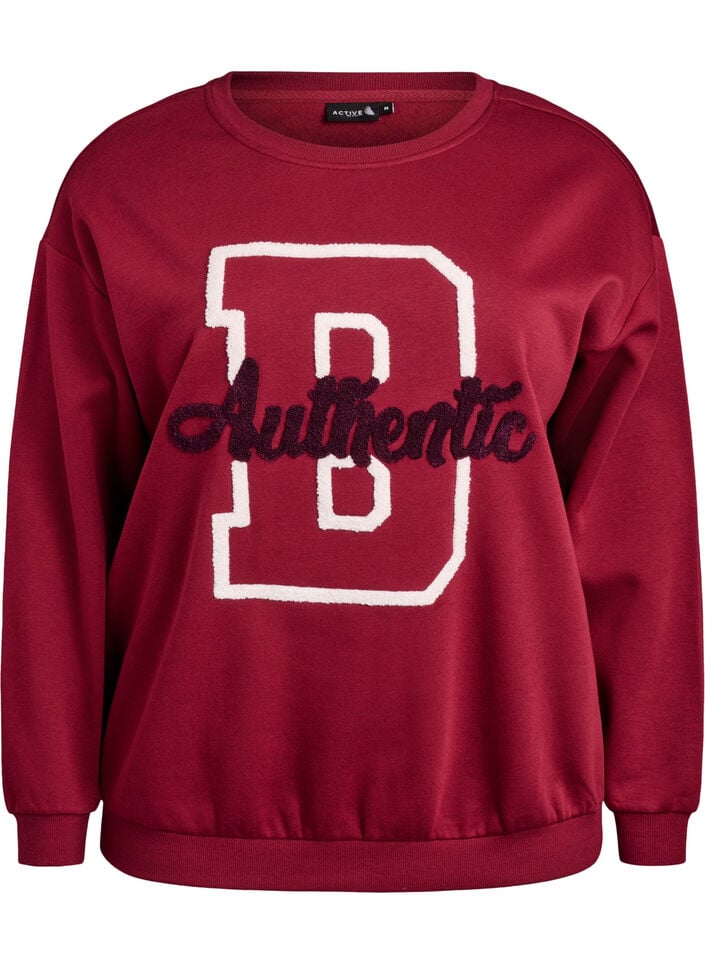 Sweatshirt met badstof tekst, Donker Bordeaux, Packshot