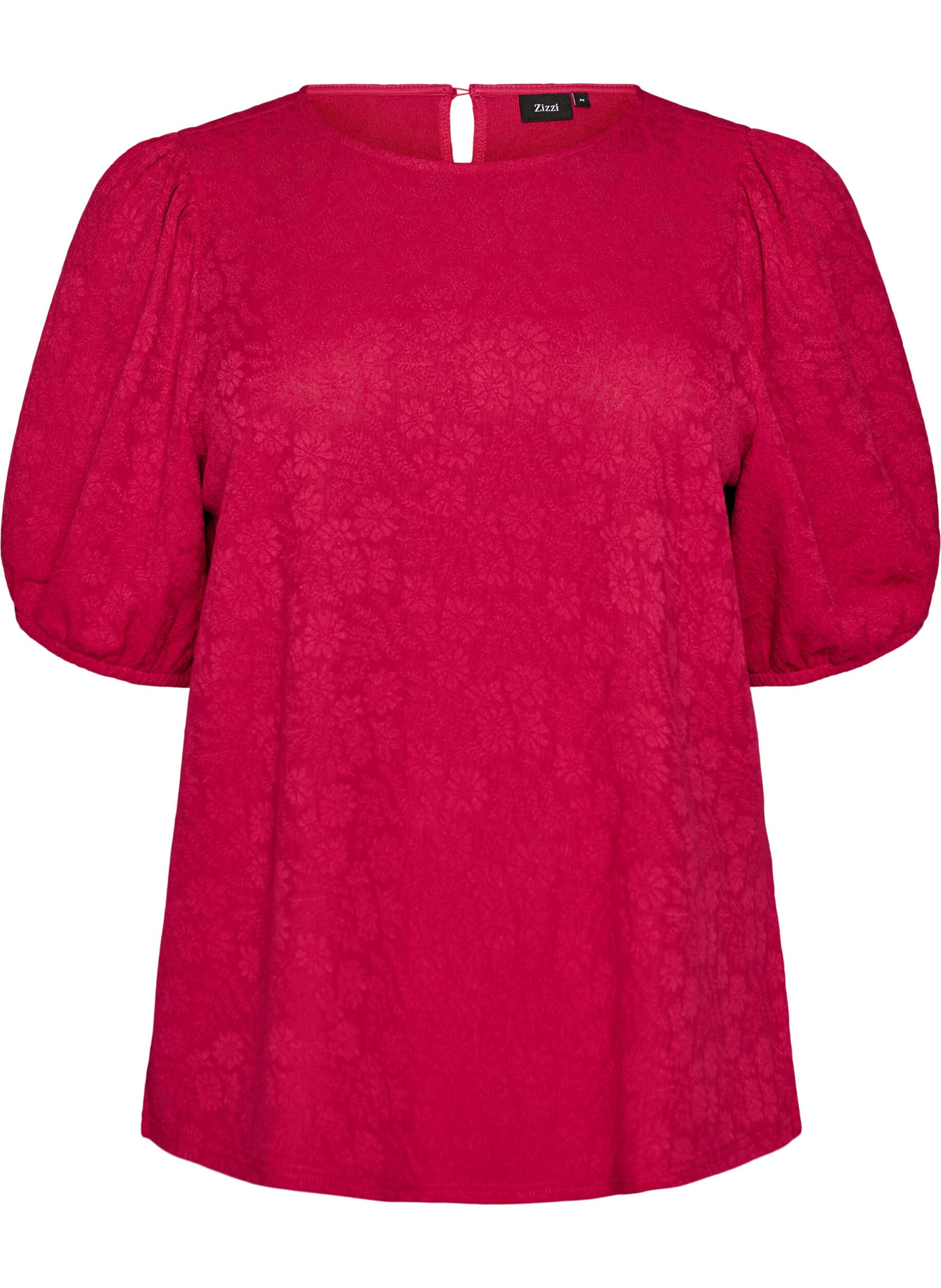 ZizziBlouse met textuur en korte mouwen, Roze, Packshot image number 0