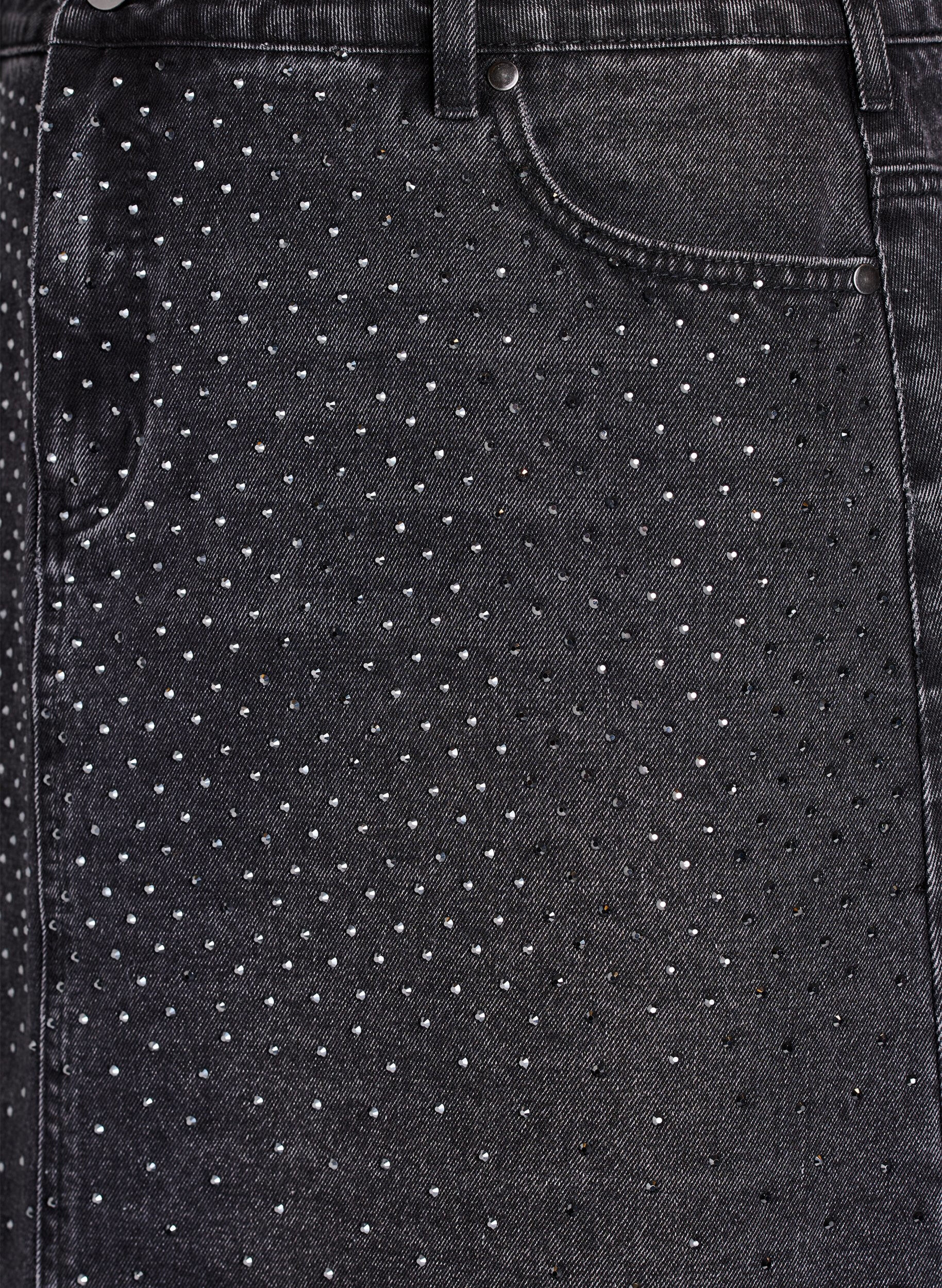Zizzi Korte denimrok met stenen., Grijs, Packshot image number 2