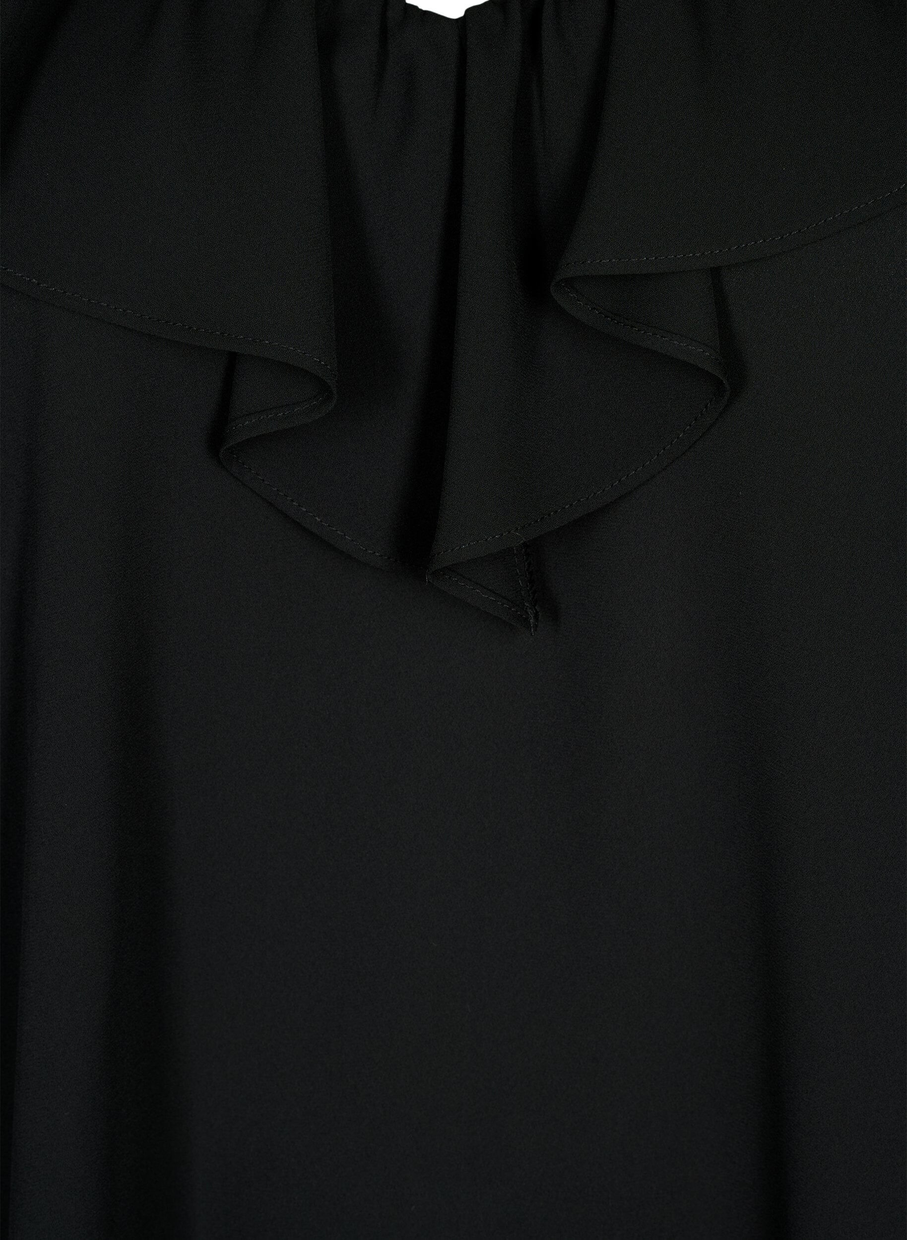 Zizzi  Blouse met ruches en lange mouwen, Black, Packshot image number 2