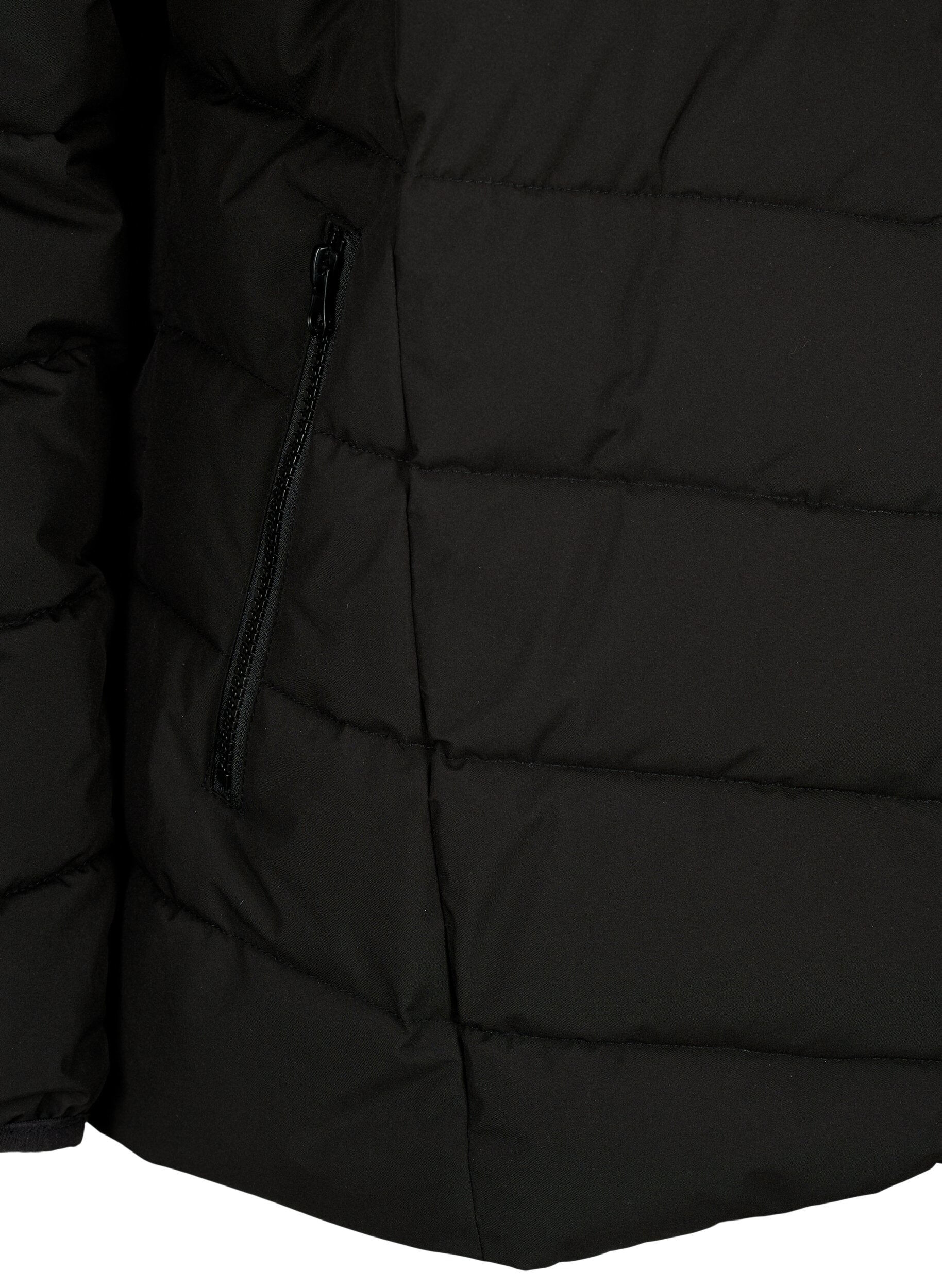 ZizziKort pufferjack met capuchon, Zwart, Packshot image number 3