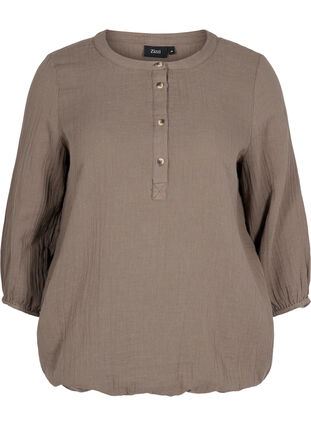 Katoenen blouse met knopen en 3/4-mouwen, Falcon, Packshot image number 0